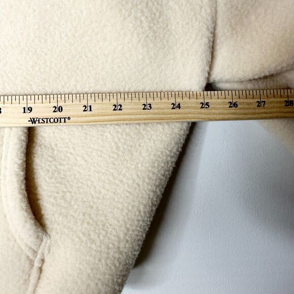 Fleece Cropped Jacket Women XL Beige Off White Kangaroo Pocket Zip Front NWOT - Picture 5 of 7